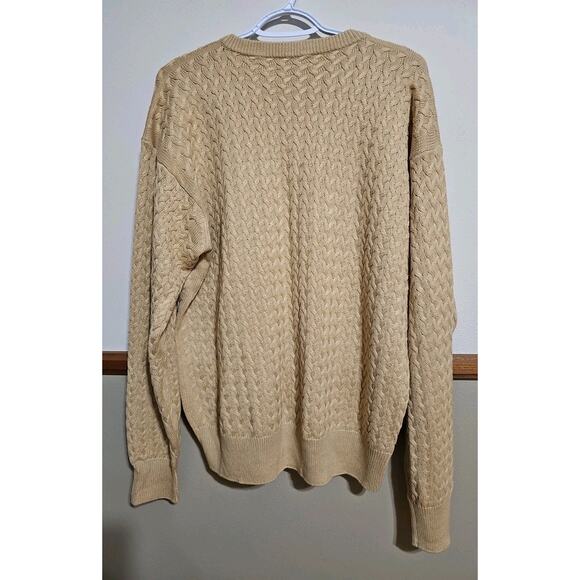 Tuttle Golf Collection Men's Large Silk Cotton Sweater Yellow Cable Knit - Picture 4 of 5